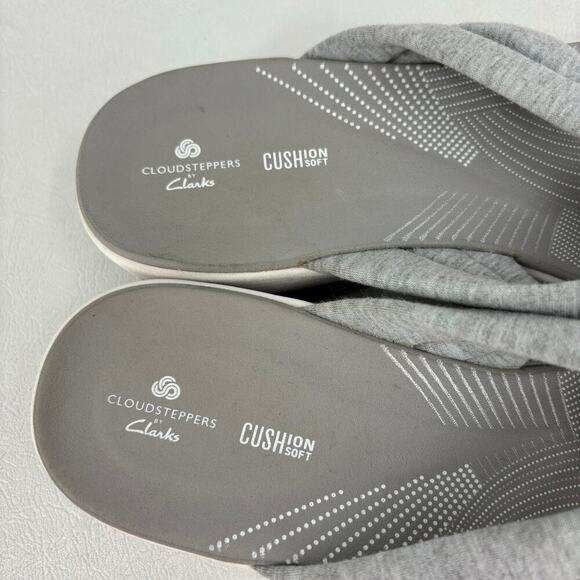 Clarks Cloudsteppers Arla Gilson Thong Sandals Cushion Soft Gray Women's Size 10 - Picture 6 of 10